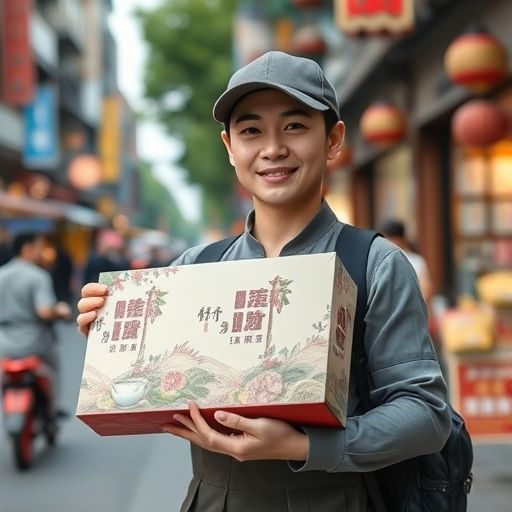 深圳街头的外卖员送茶