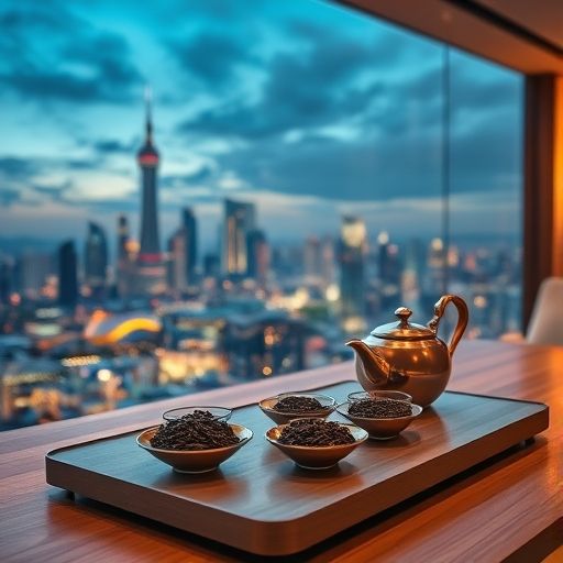 高端茶具与深圳城市景观