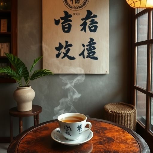 茶肆一角与书法装饰