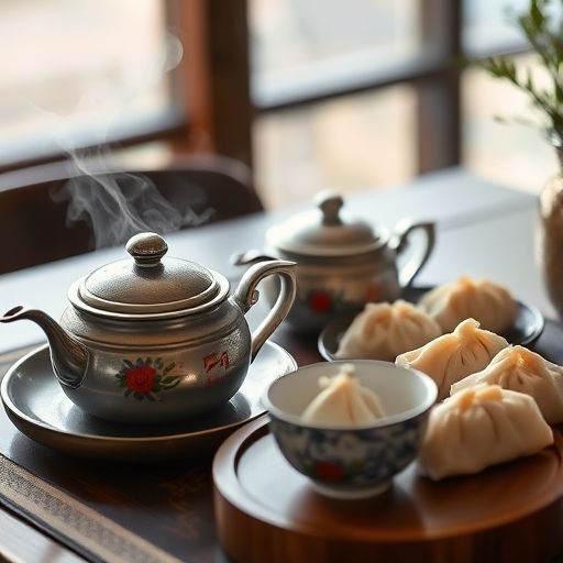 广州茶具与点心特写