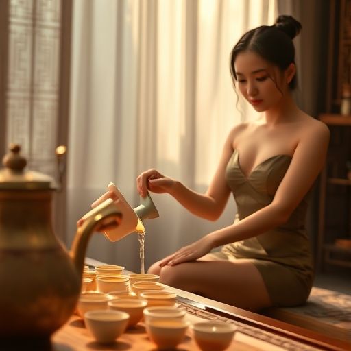 茶艺师优雅的泡茶表演