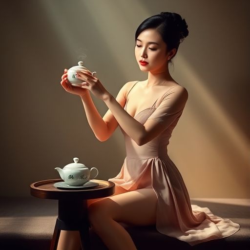 茶艺师在茶会现场表演泡茶