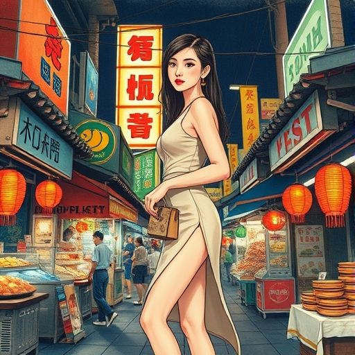 美食街夜市热闹非凡