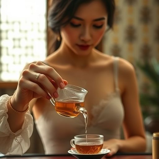 茶艺师专注泡茶的瞬间