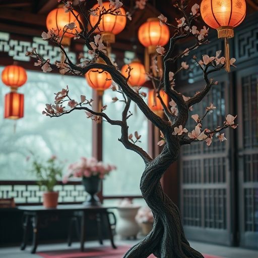 茶室内的许愿树与心愿卡