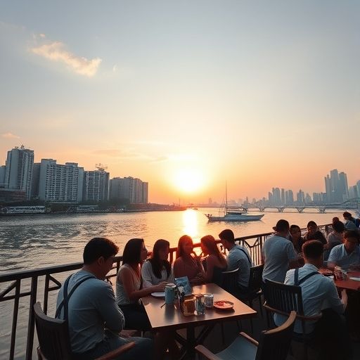 广州滨江喝茶风景