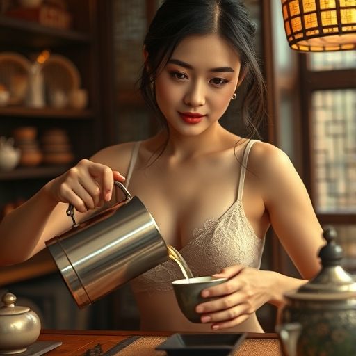 茶艺师优雅泡茶的瞬间
