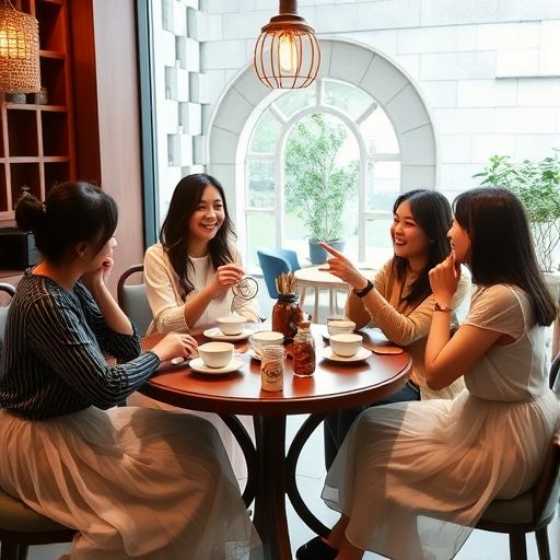 朋友聚会品茶场景