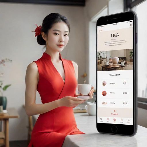 手机屏幕显示茶室预约页面，操作简便