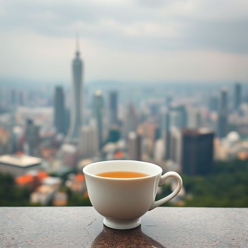 深圳天际线与茶杯