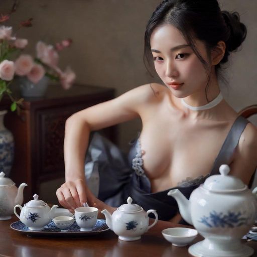 精致的茶具整齐排列