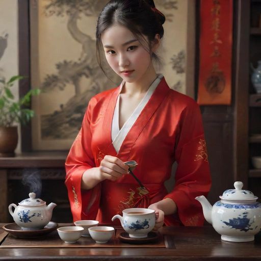 小张体验的工夫茶场景