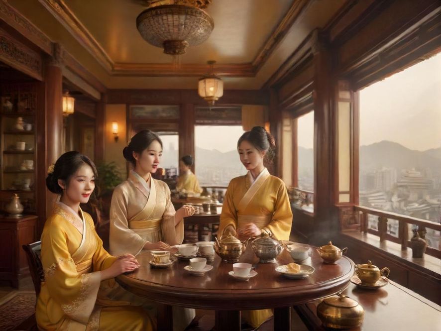 兰州一处充满古典韵味的精致茶室，茶香袅袅，令人心旷神怡。