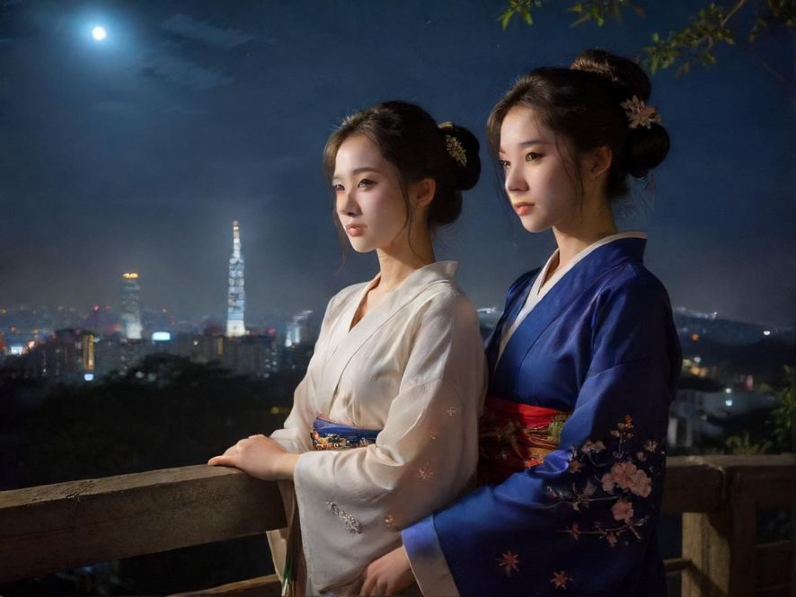 广州城市夜景，休闲场所的灯光