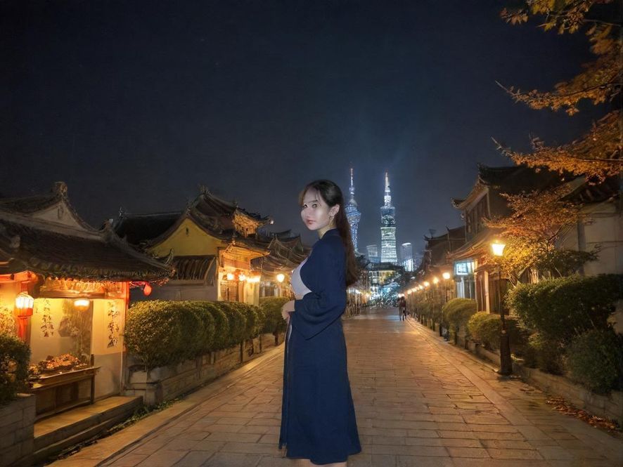 夜晚寻找休闲场所的城市景色
