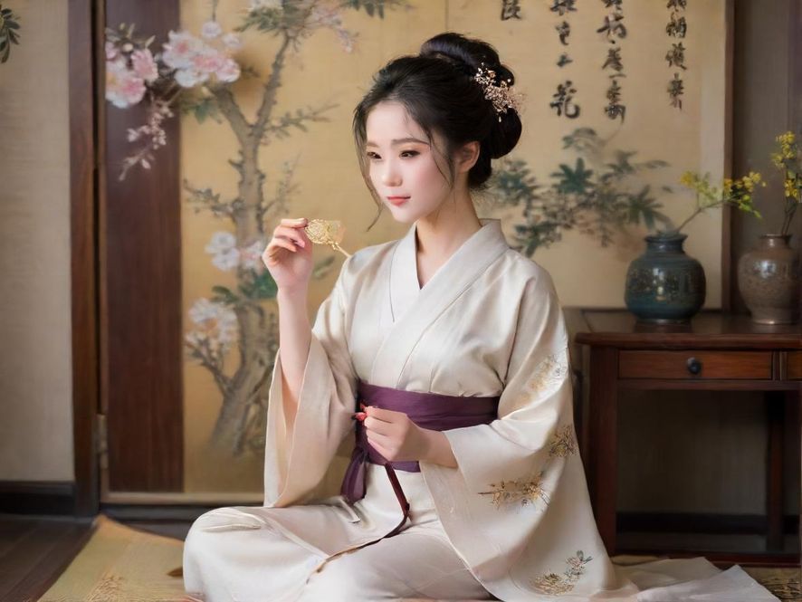 都市女性在温馨茶室中放松身心