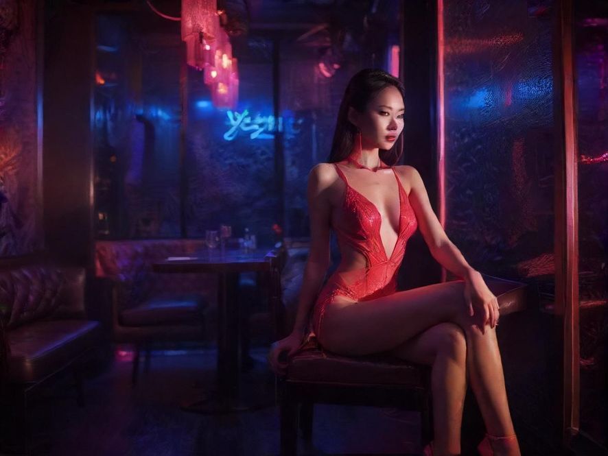 夜场娱乐会所豪华包厢炫彩灯光实景
