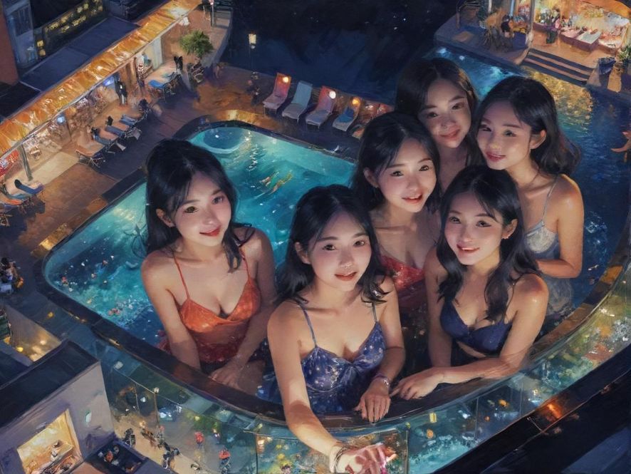 抽象的都市夜景，寓意探索城市中的休闲娱乐场所