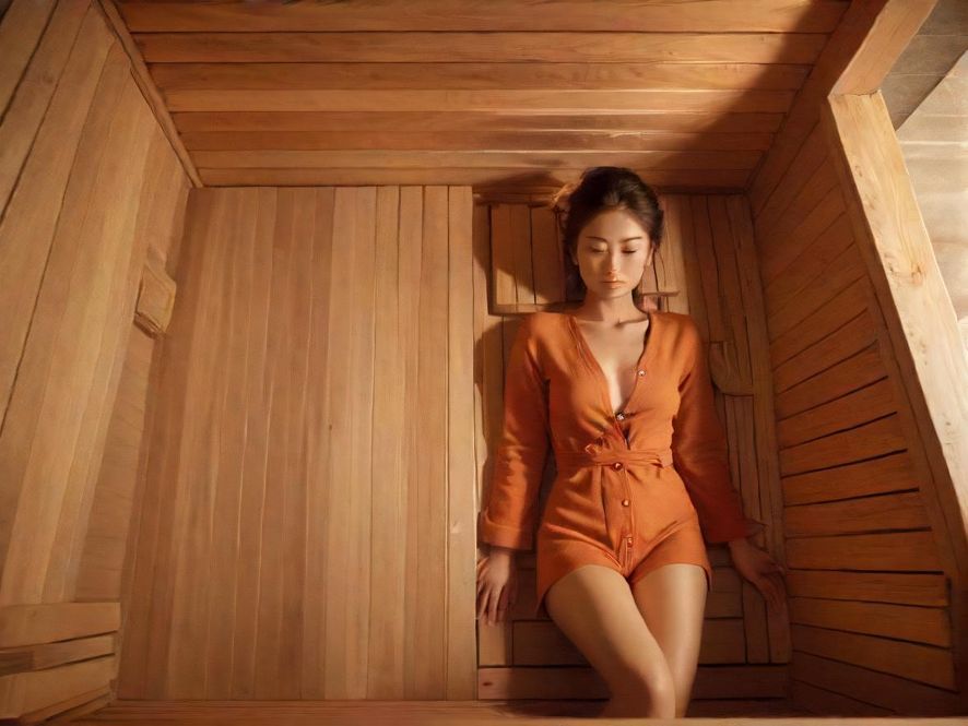桑拿会所的休息区，灯光柔和，沙发舒适，营造出极致放松的氛围