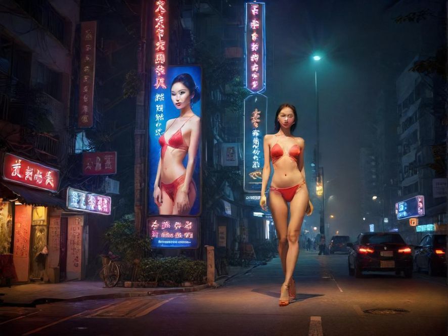广州夜色下的休闲场所入口