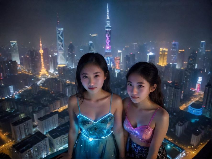 广州夜生活街头繁华夜景