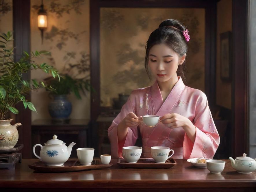 茶艺师准备茶水