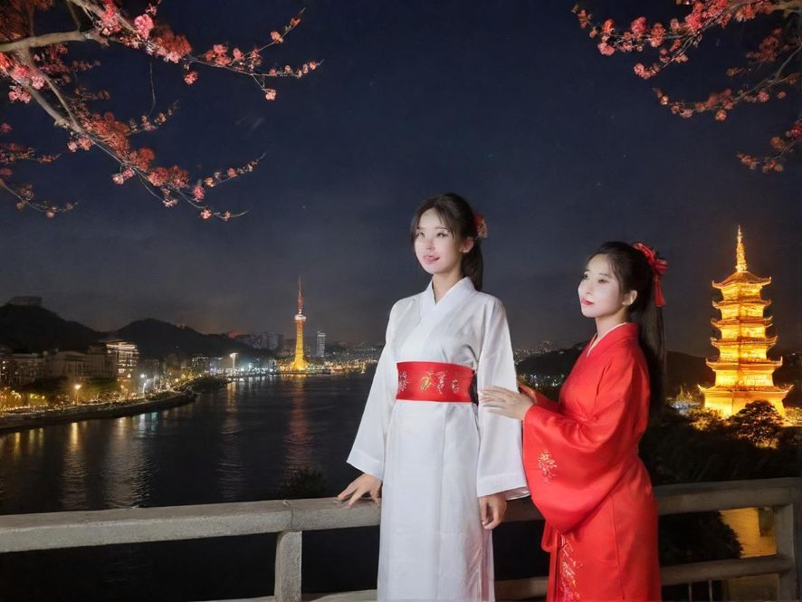 广州一家休闲会所的夜间入口，灯光闪烁，吸引路人目光