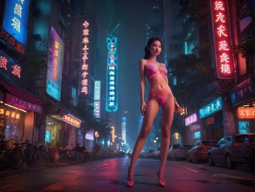 广州夜色下的都市街道