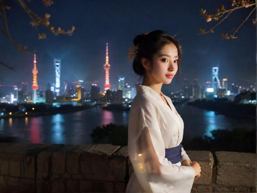 广州城市夜景中的公寓楼窗户灯光