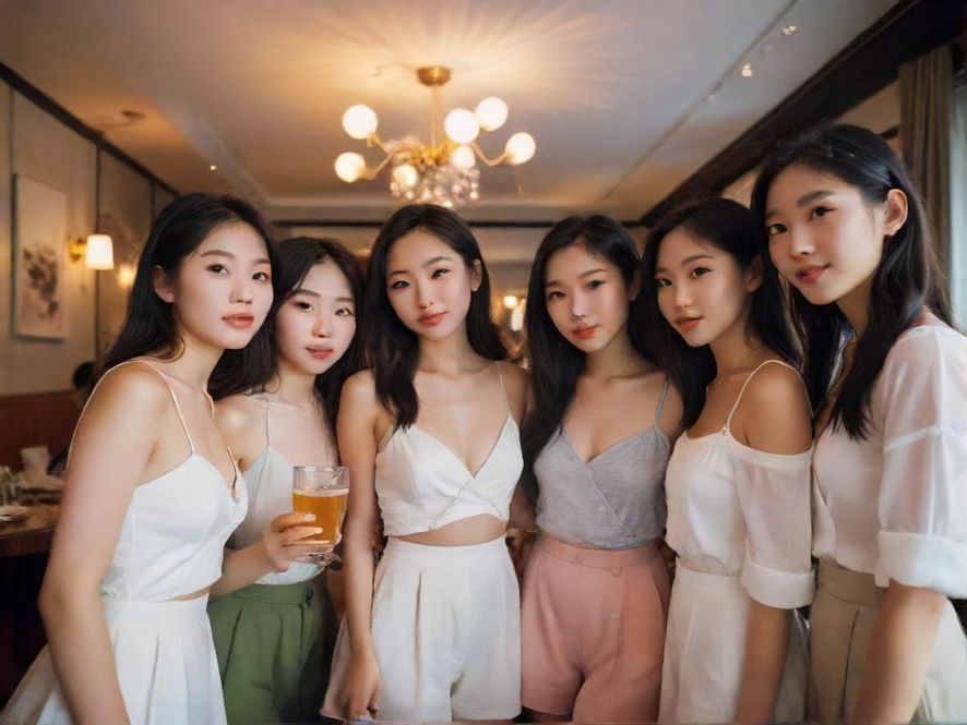 一品香入口朋友聚会温馨场景