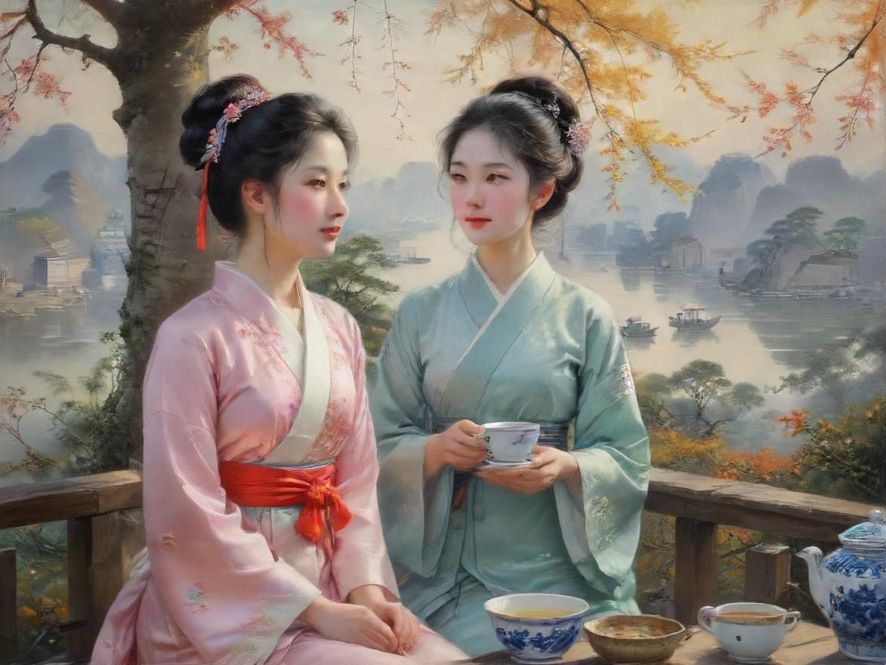 杭州西湖边文艺茶馆实景图
