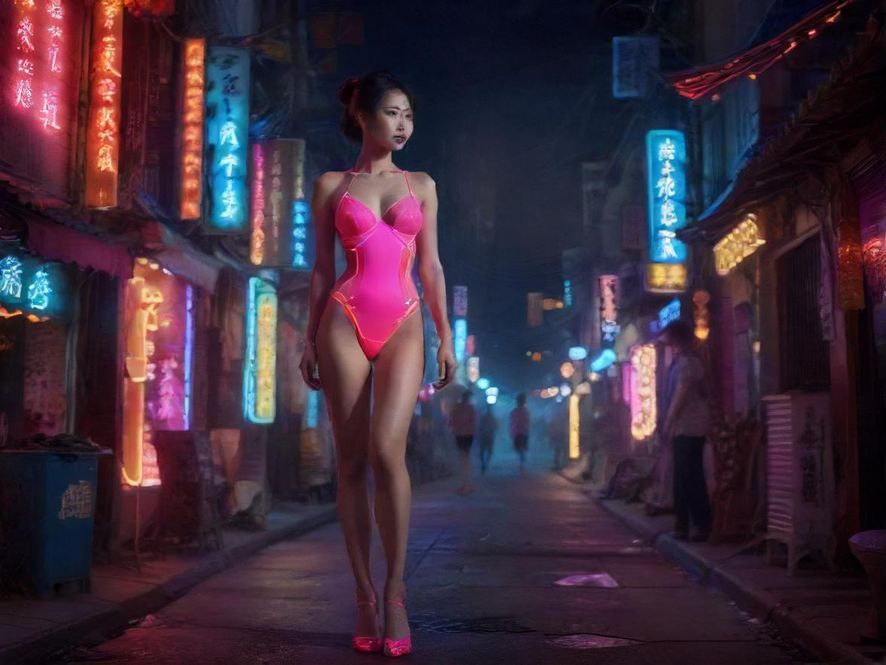百花丛夜场周边繁华街景夜拍