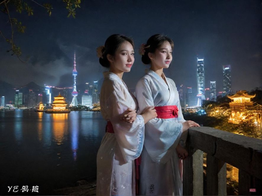 都市夜色中的公寓楼