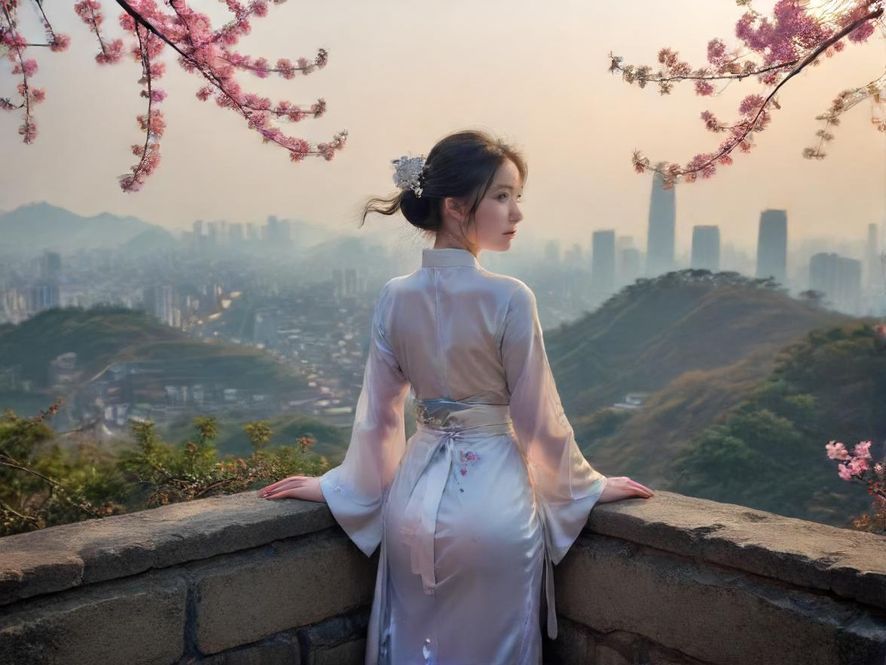 手机屏幕上显示着深圳一品香论坛的界面，各种帖子标题和回复闪烁，背景是模糊的深圳城市夜景。