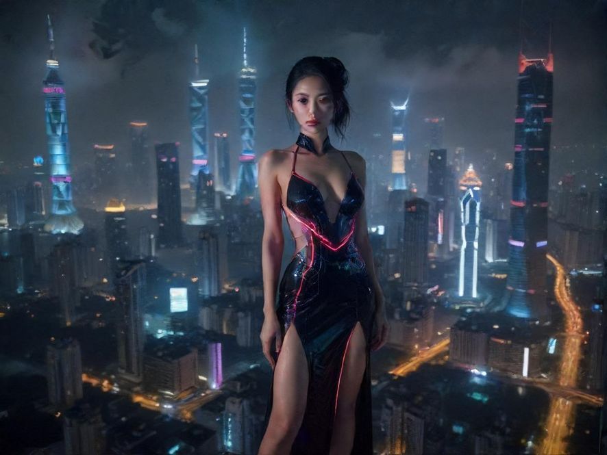广州璀璨夜景，高楼林立，灯火辉煌