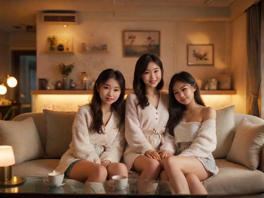 温馨雅致的茶室，柔和的灯光下，舒适的沙发让人放松