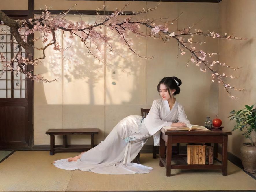 花社区老师在温馨茶室指导学员插花