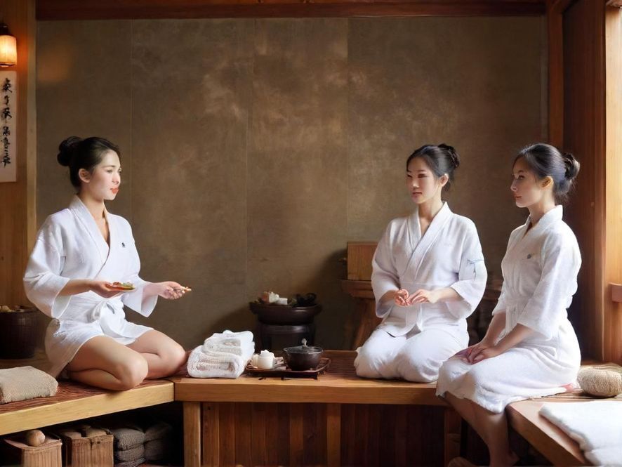 一家奢华舒适的SPA中心大堂，设计现代简约，光线明亮，营造出高端大气的氛围。